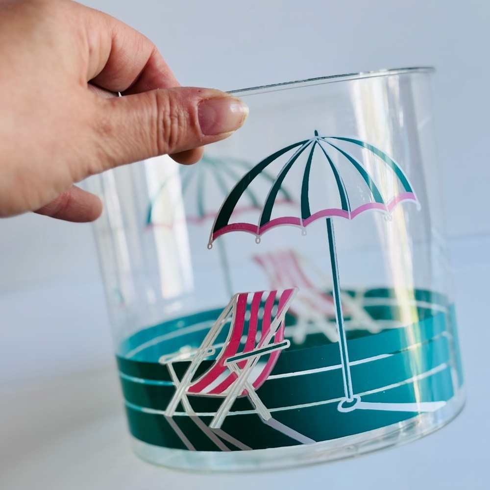 Vintage Beach Umbrella Ice Bucket Barware